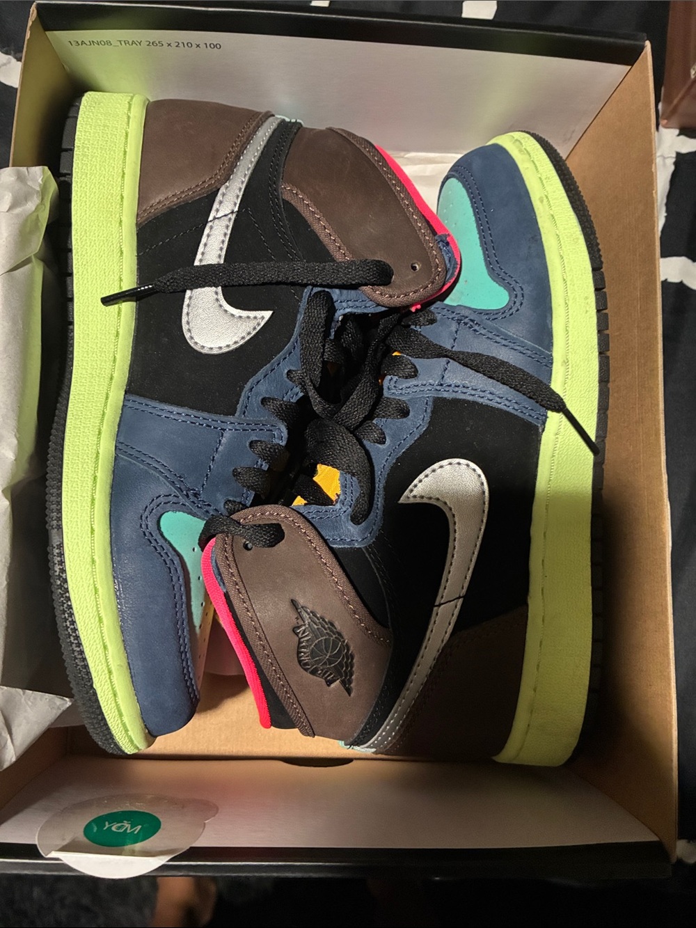 Nike Kids High-Top Sneakers - Neon Green, Navy & Brown